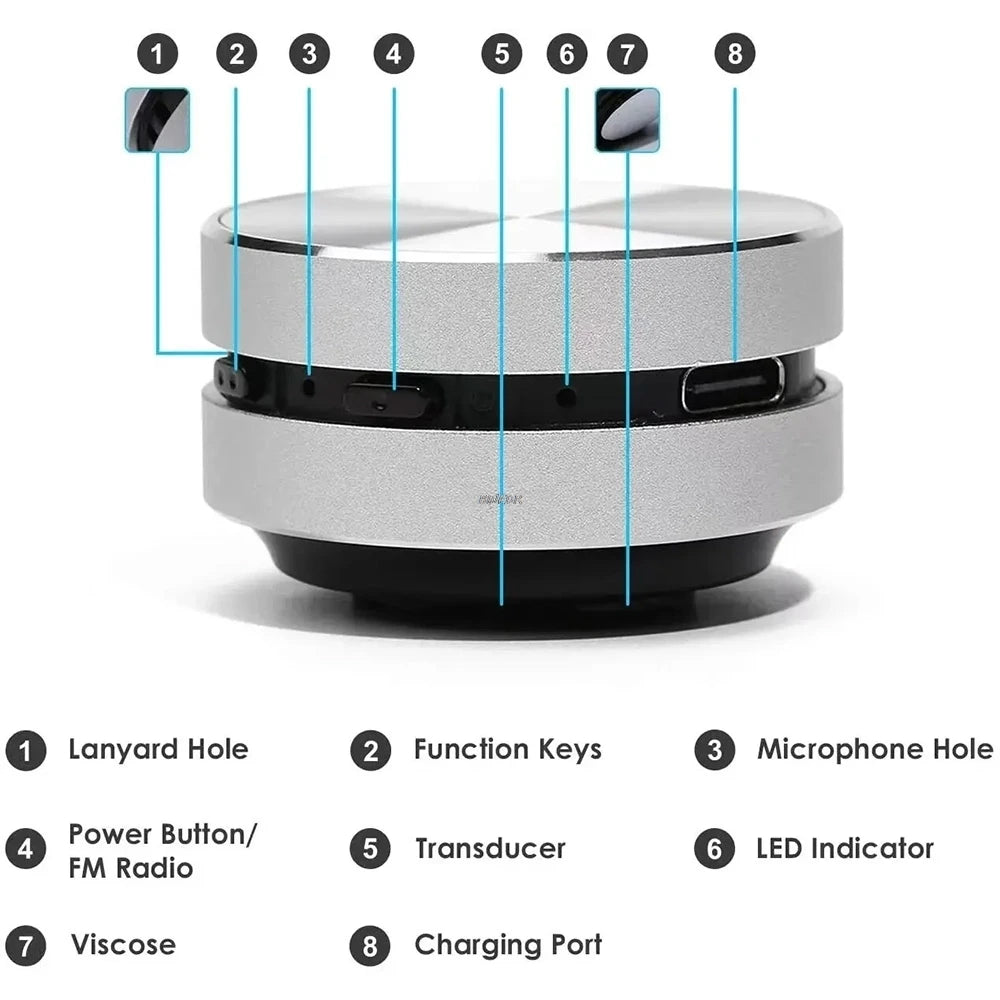 Portable Bone Conduction Speaker: Bluetooth TWS Stereo Sound, FM Radio