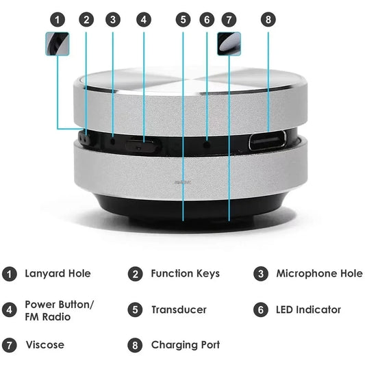 Portable Bone Conduction Speaker: Bluetooth TWS Stereo Sound, FM Radio